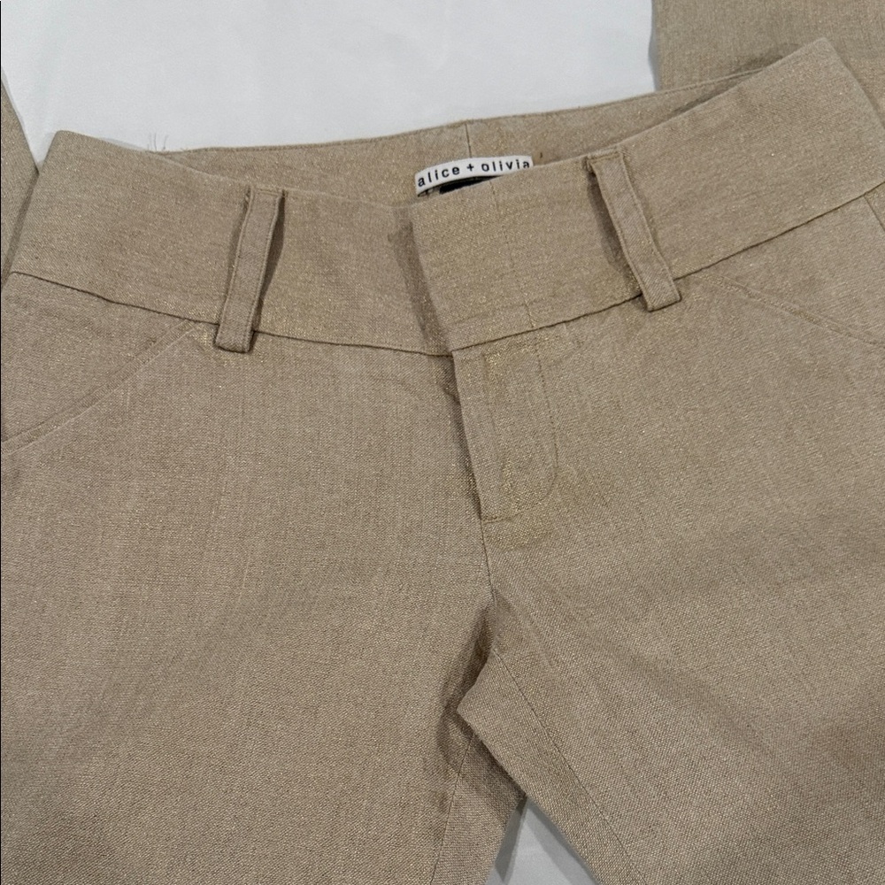 Alice + Olivia Sandstone Linen-Blend Trousers